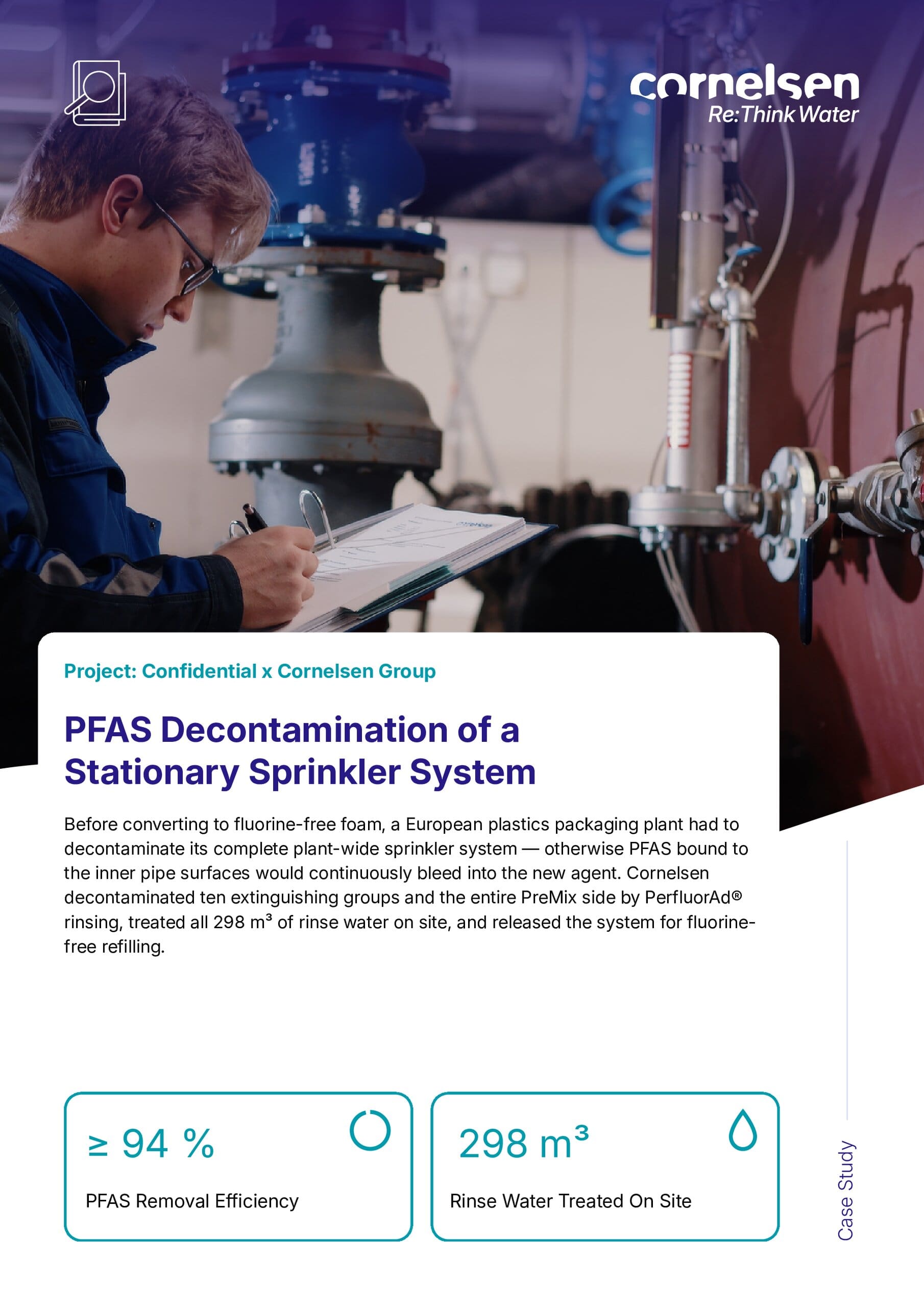 Case study cover: PFAS decontamination of a fixed sprinkler system